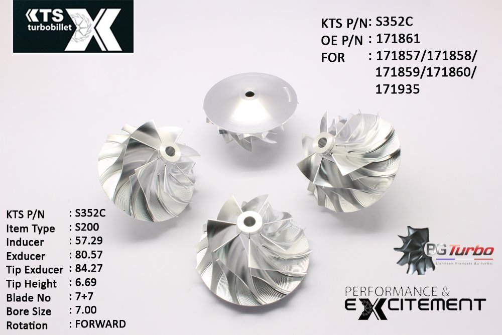 Turbo ROUE FORGÉE MFS PERFORMANCE - 7+7 PALES - INDUCER : 60 - EXDUCER : 83,563 - TYPE : S300ANGLE : 60° - ROTATION : Forward - SUPER BACK : 7 - BORE SIZE : 8,01
